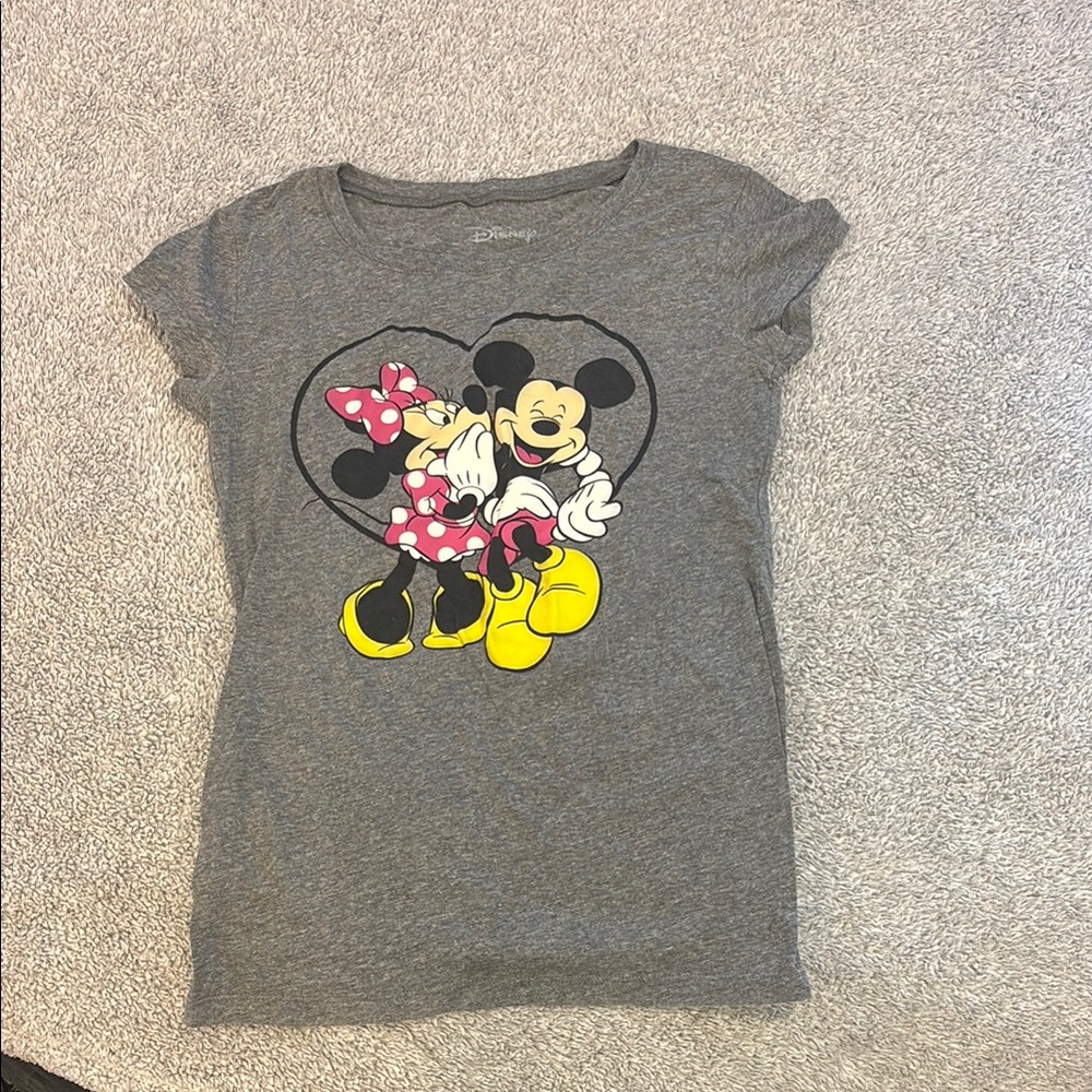 Disney Gray Short Sleeve Tee with Mickey and Minnie
